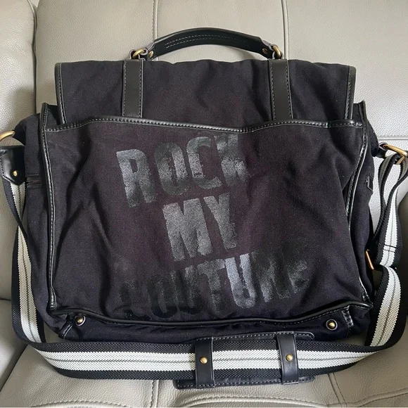 Vintage JUICY COUTURE 3 way Hand Shoulder Bag Canvas Black Messenger Crossbody